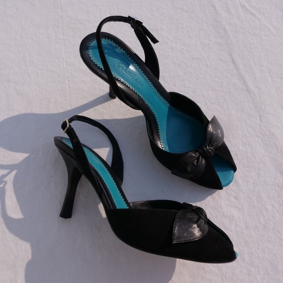 Cole Haan Shoes - Vintage 90s Cole Haan black suede peep toe heels